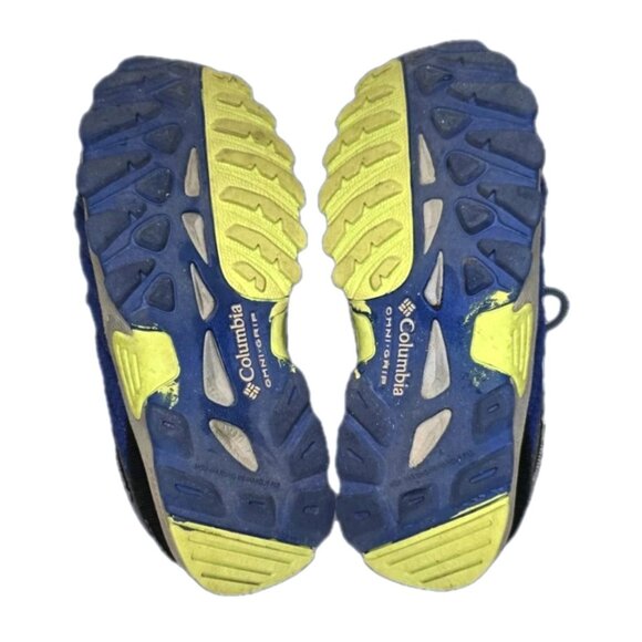 Columbia Kids Plateau Waterproof Hiking Shoes - Size 4 Blue Yellow Sneakers - Picture 5 of 10